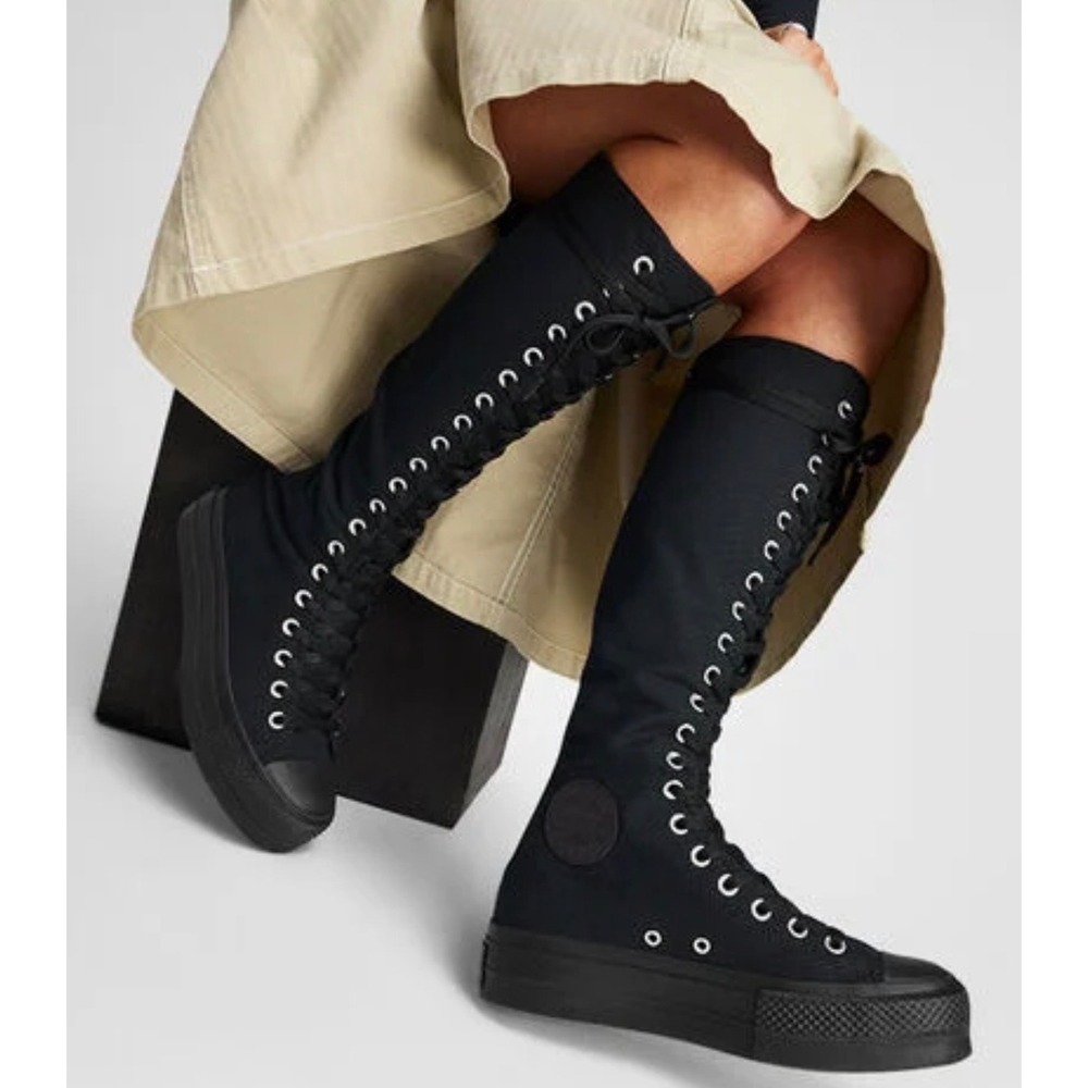 Converse Womens Size 8‎ Chuck Taylor XX-Hi Knee High Boots Black Platform NEW